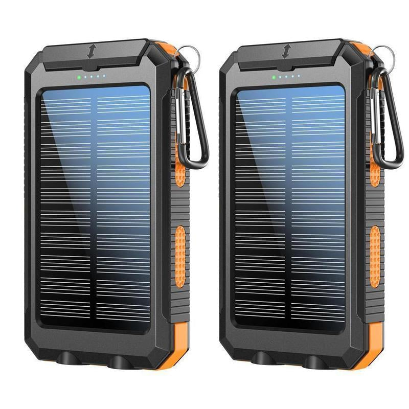 New Year Gift-Solar Charger Power Bank 10000Mah Solar Phone Charger, Portable Charger Fast Charger Dual USB Ports Built-In LED Flashlight and Compass, IP65 Waterproof Portable Power Bank for Outdoor Activities