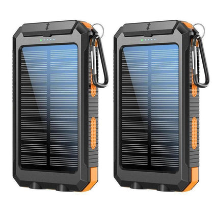 New Year Gift-Solar Charger Power Bank 10000Mah Solar Phone Charger, Portable Charger Fast Charger Dual USB Ports Built-In LED Flashlight and Compass, IP65 Waterproof Portable Power Bank for Outdoor Activities